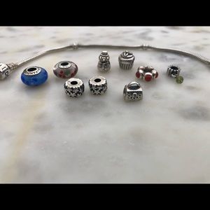 Pandora bracelet with 9 charms